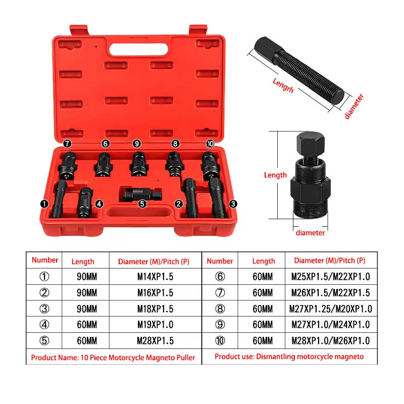 10Pcs Motorcycle Magneto Puller Set Engine Rotor Flywheel Separator