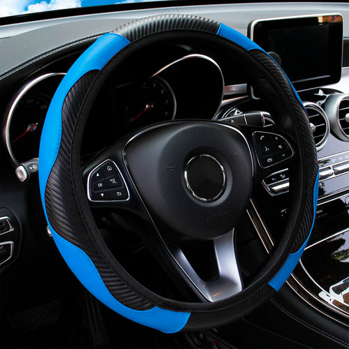 PU Carbon Fiber Leather Car Steering Wheel Cover without Inner Ring