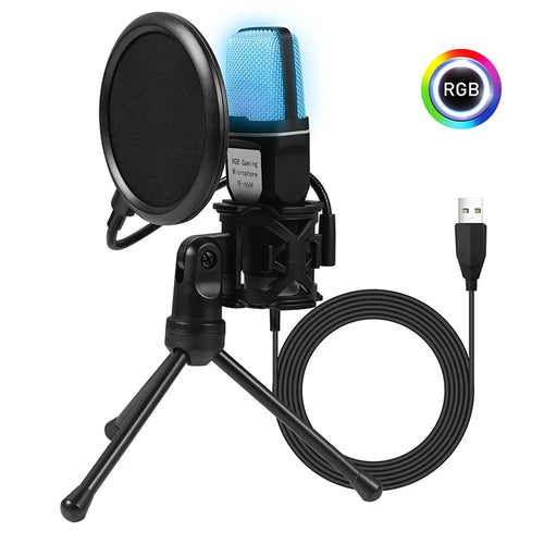 SF666R USB Microphone RGB Microfone Condensador Wire Gaming Mic for