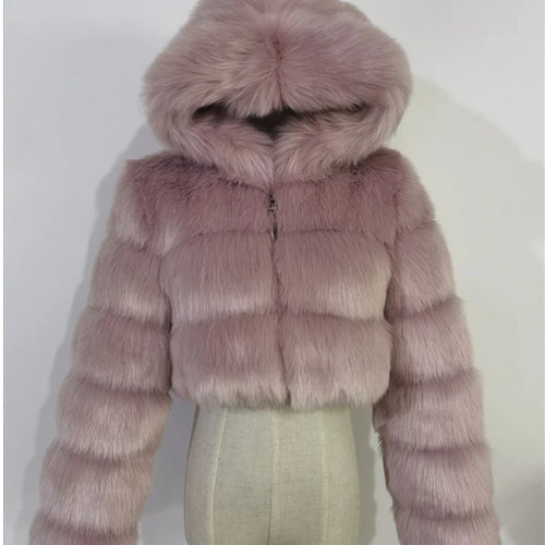 High Quality Furry Cropped Faux Fur Coats and Jackets Women Fluffy Top