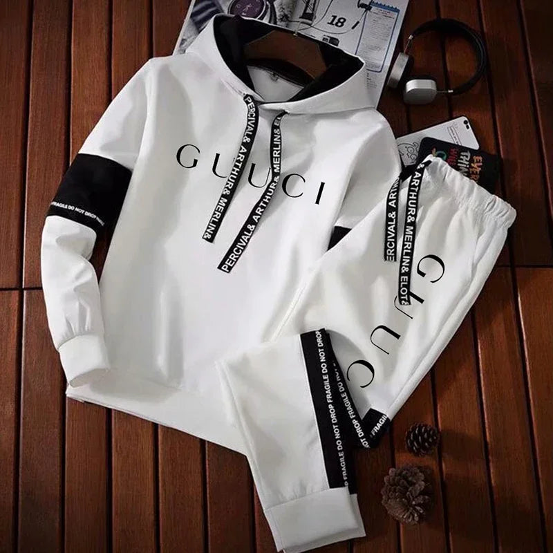 Mens Tracksuit High Quality Fashion Hooded Sweatshirt Sweatpants