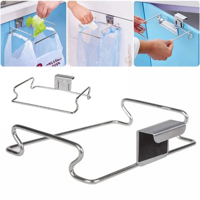 Stainless Steel Trash Bag Holder Garbage Storage Holder Kitchen Trash