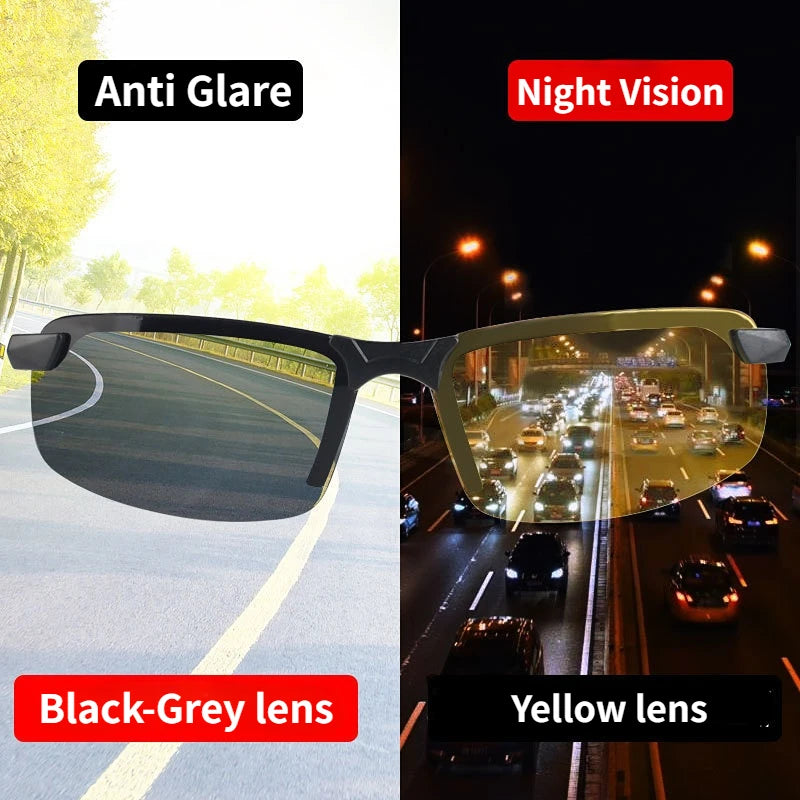 Night Vision Glasses Men Anti-Glare Driving Half Frame Sunglasses for