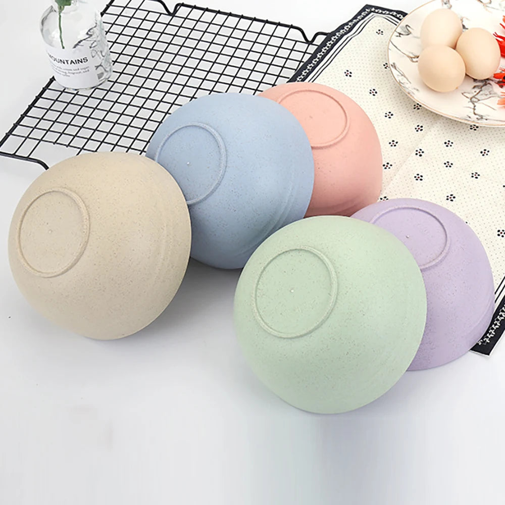 3PCS Nordic Colored Wheat Straw Bowls Circular Shatter Resistant
