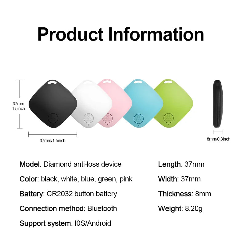 Mini Portable Finder Bluetooth Rhombus Anti-Lost Device Pet Kid