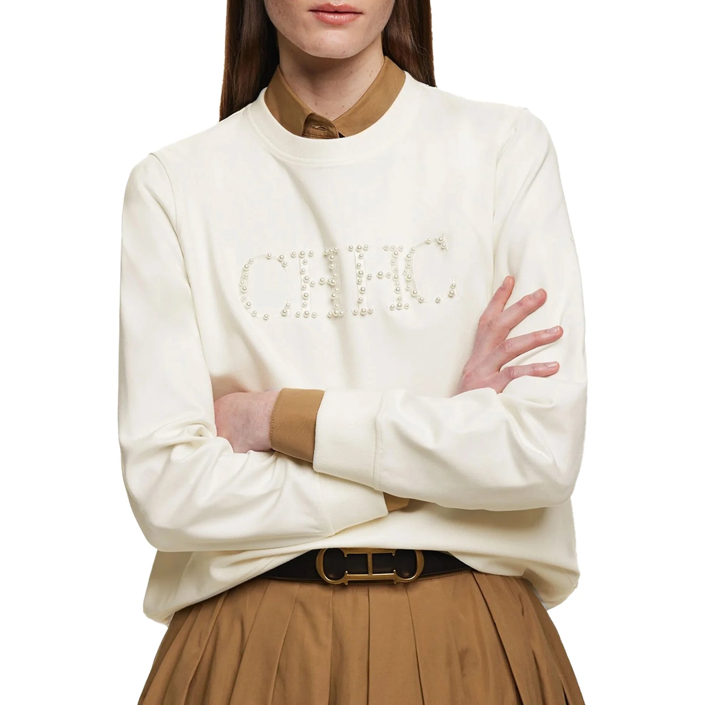 CHCH Women's Hoodie 2024 New Simple Pearl Embroidered Top Women's