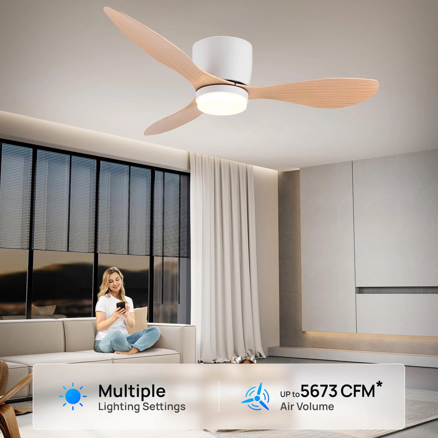 IRALAN Modern Ceiling Fan with LED Light DC motor Large Air Volume