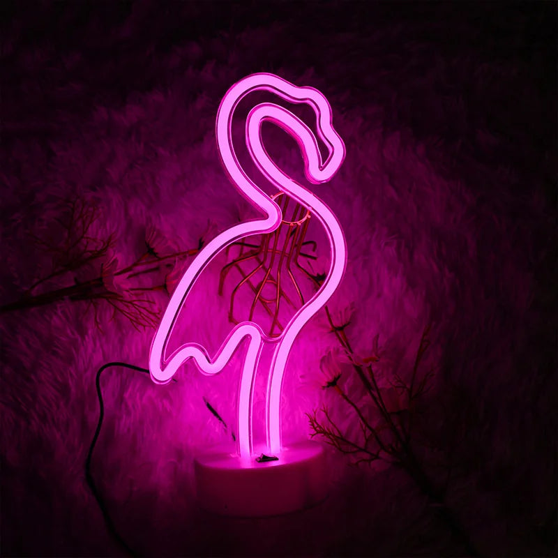 Flamingo Neon Signs Light LED Pink Wall Lamp Room Decor Battery/USB