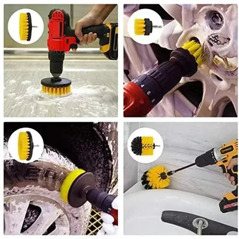 Electric Drill-Brush Head Kit Attachment Power Scrubber Brush For