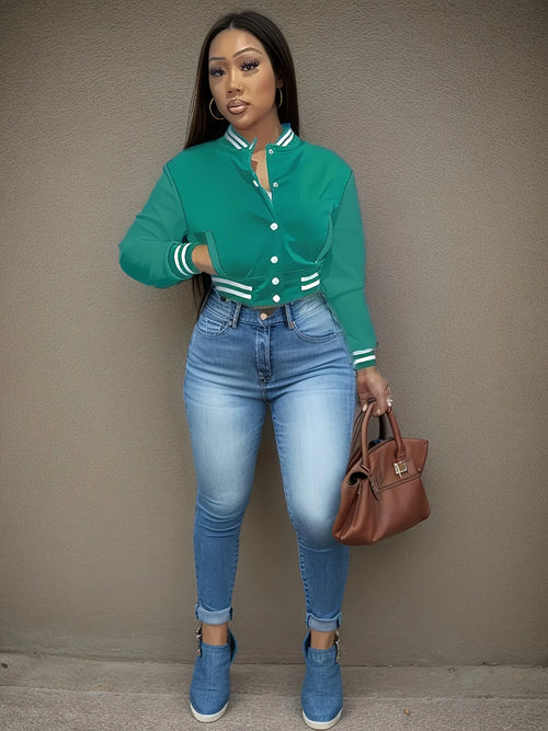 Spring and Autumn European and N Women's Pure Color Jacket