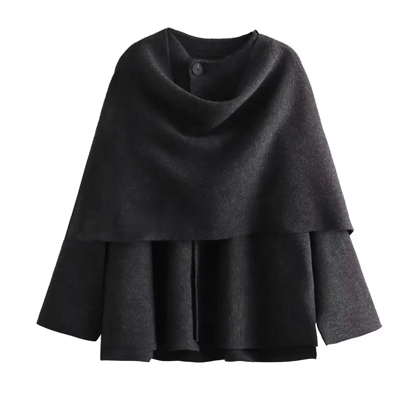 TRAF 2024 Plush Winter Coats for Women Asymmetric Scarf Demi-season