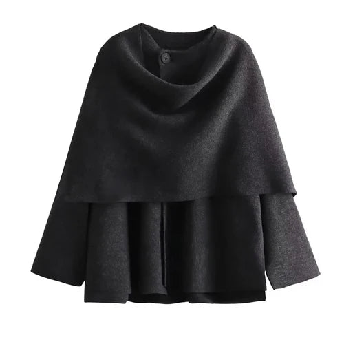TRAF 2024 Plush Winter Coats for Women Asymmetric Scarf Demi-season