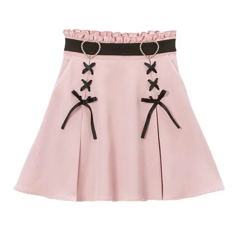 2025 Y2k Aesthetic Harajuku Style Sweet Girl High Waist Mini Bandage