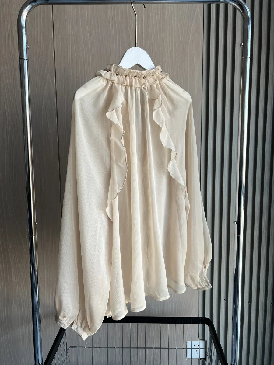 ETJ Spring 2025 New traf Women's Fashion Translucent fabric beaded