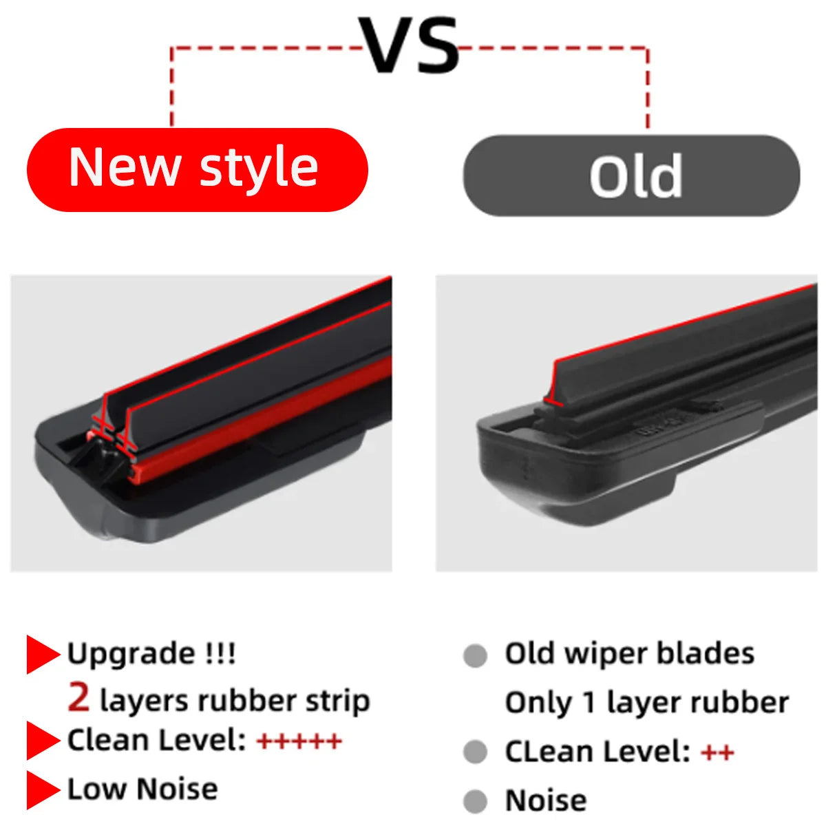 General J/U hook dual rubber strip wiper blade boneless car windshield