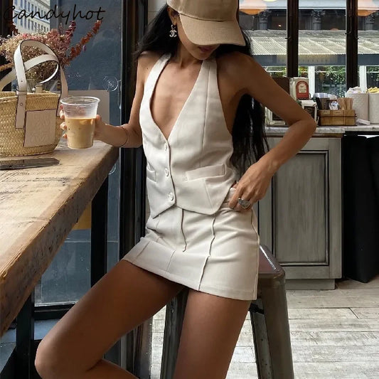 Candyhot Fashion Casual V-neck Sleeveless Suit Tank Top With