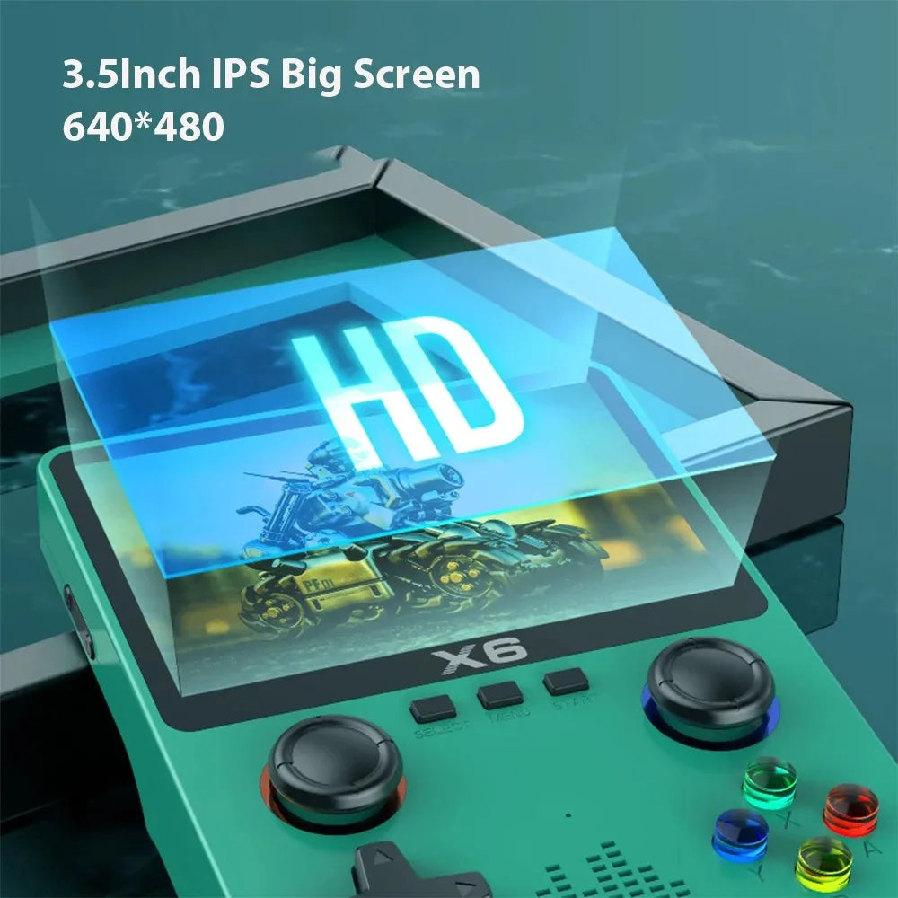 X6 3.5Inch IPS Screen Handheld Game Player Dual Joystick 11 Simulators