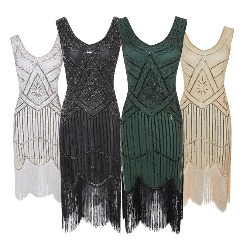 Women Party Dress 1920 s Great Gatsby Flapper Vestidos Sequin Bead