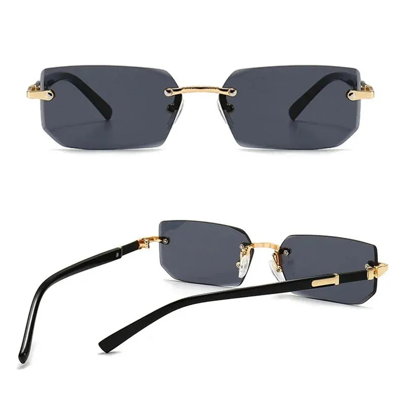 Vintage Rectangle Oval Sunglasses Women Men Metal Frame Clear Lens
