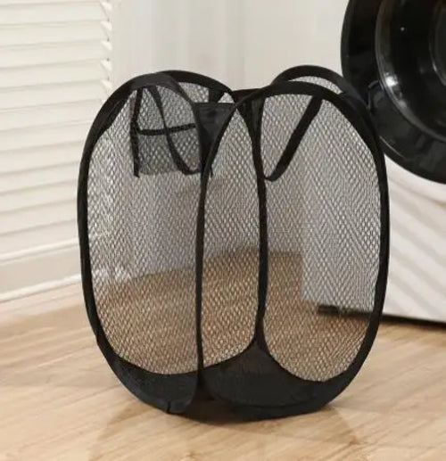 Mesh Foldable Dirty Clothes Basket, Monochrome Minimalist Dirty