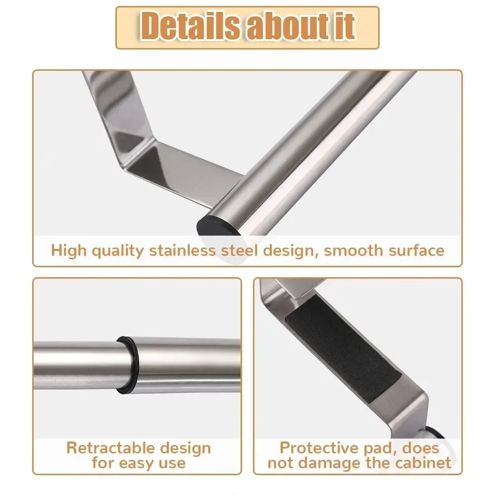 1PC Stainless Towel Rack Over Door Towel Bar Hanging Holder Bathroom