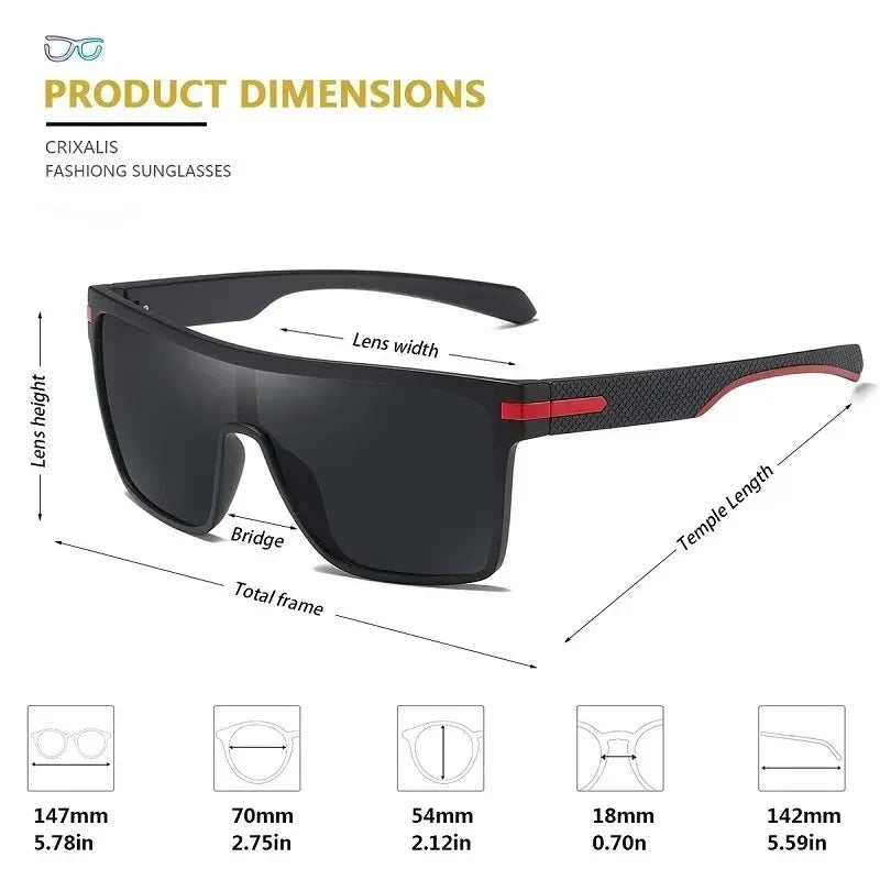 CRIXALIS Fashion Polarized Sunglasses For Men Square Oversized Anti