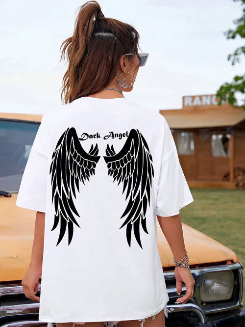 Dark Angel Wing Hot sale Graphic Printed T-Shirts For Women Loose