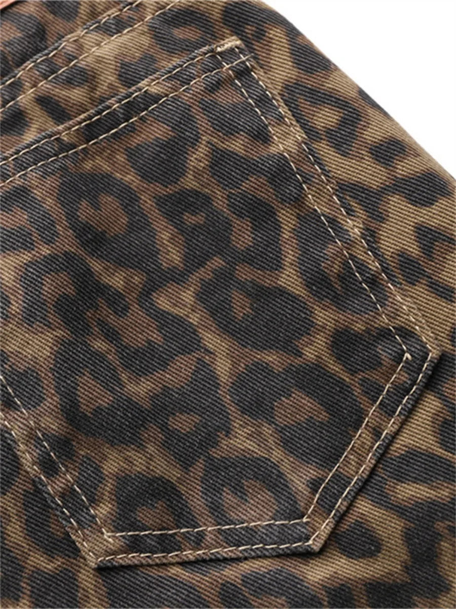 Leopard Print Jeans for Women High Waisted Y2k Retro Fashion