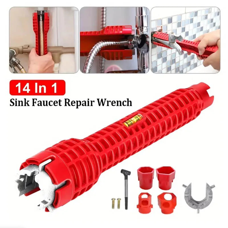 14 In 1 Wrench for Sink Faucet Sanitary Repair Tool with Double-Head