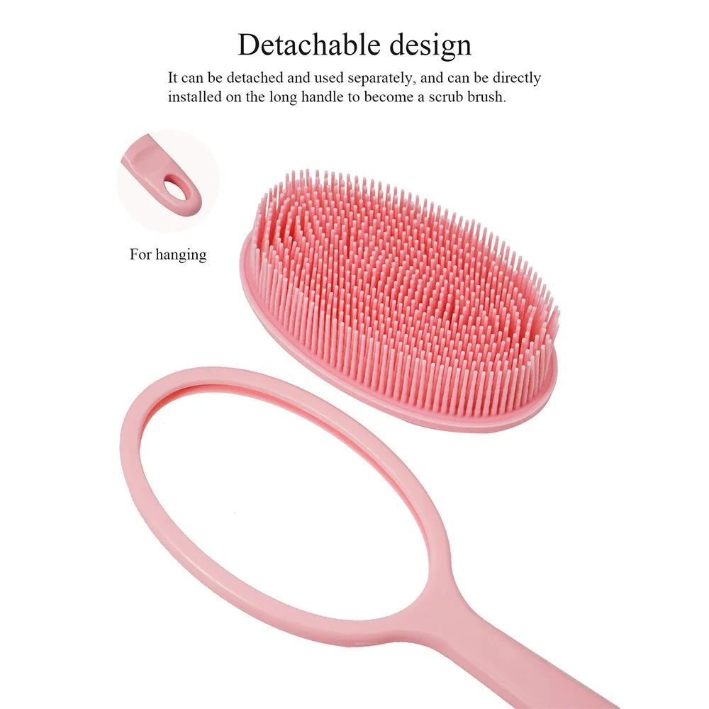 Bath Soft Back Brush Bath Shower Sponge Scrubbing Brush with Handle