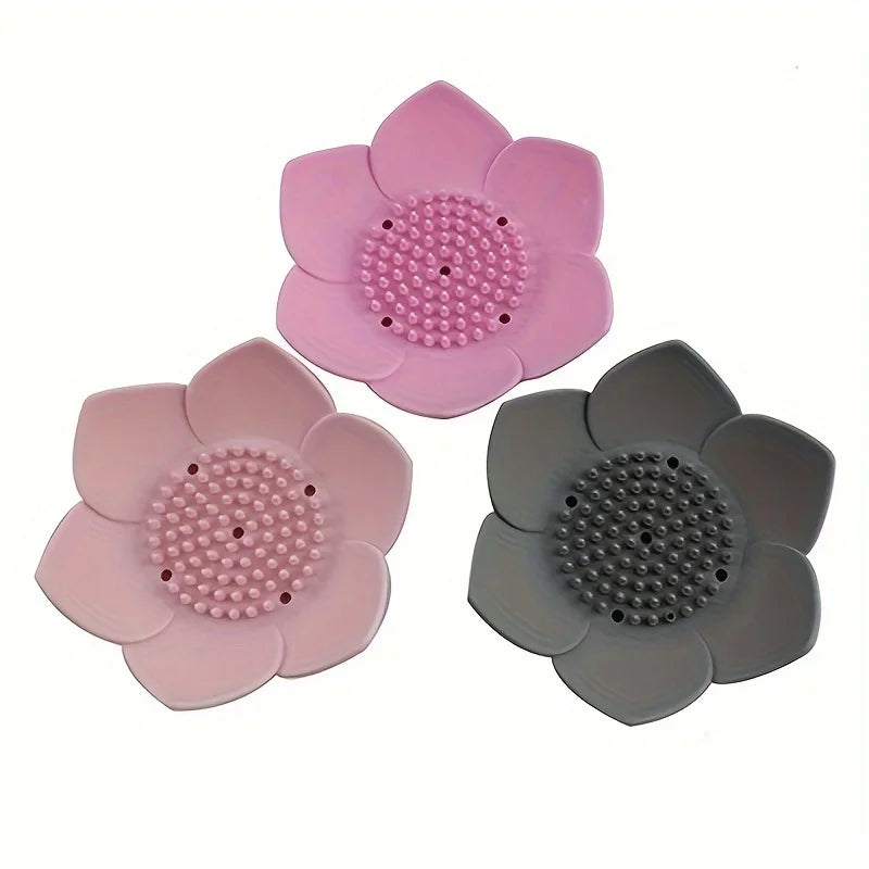 1pcs Bathroom Soap Box Lotus Design Soap Holder Silicone Soap Box