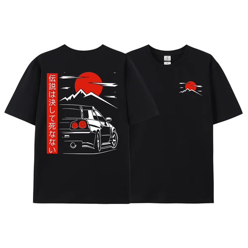 Japanese Style Car JDM Culture GTR Racing T Shirts Male Back Print