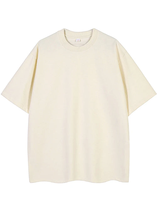 260G Heavy Cotton Summer T Shirt Men Korean Fashion Short Sleeve Loose