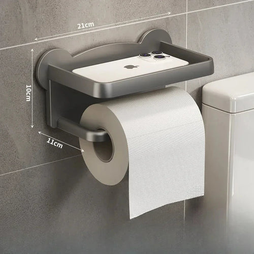 Punch Free Wall Mounted Tissue Storage Rack Paper Roll Shelf Holder