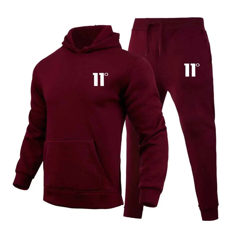 Fashion 11 Print Tracksuit for Men Hooded Sweatshirt and Sweatpants