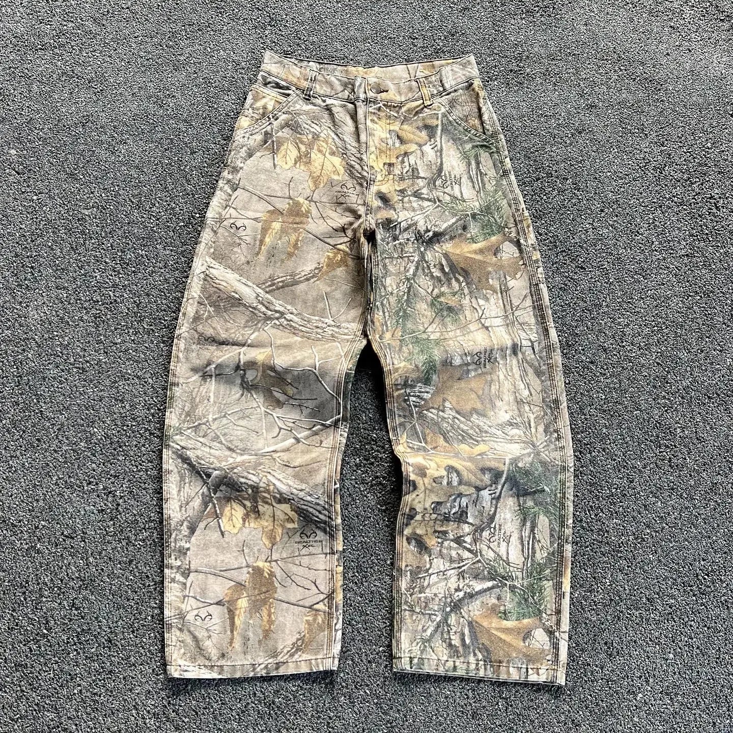 2024 Style Leaf Print Jeans 2000s USA 2000s Retro Oversized Hip Hop