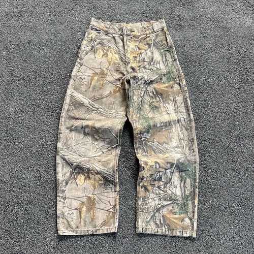2024 Style Leaf Print Jeans 2000s USA 2000s Retro Oversized Hip Hop