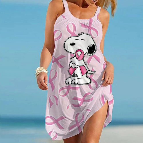 Women's Beach Dresses Kawaii Snoopy S-3XL Summer Anime Y2k 2024