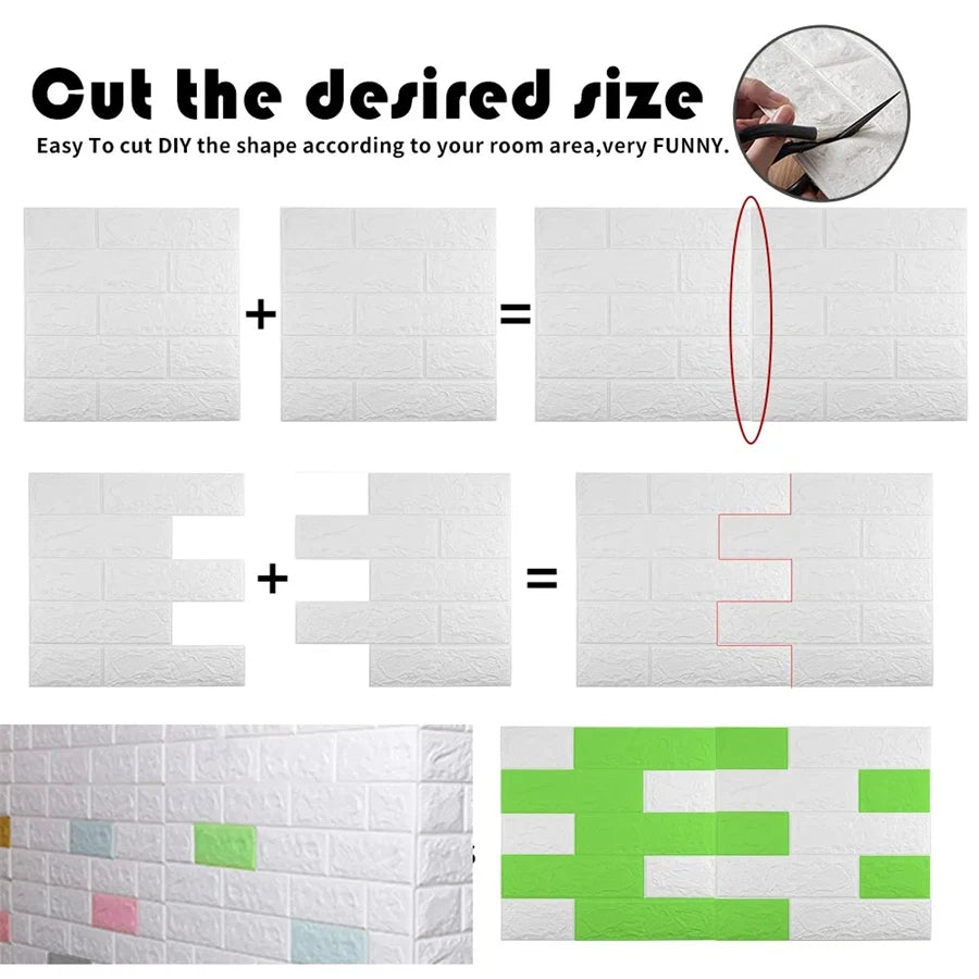 70cm*1m 3D Self-adhesive Wall Sticker Imitation Brick Bedroom Home