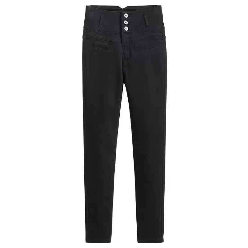 S-5XL Plus Velvet White Jeans Women High Waisted Skinny Leggings Long