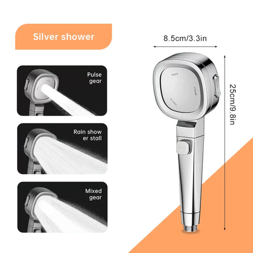 Musurjoy Bathroom Booster Shower Head, 3 Mode Adjustable Spray,