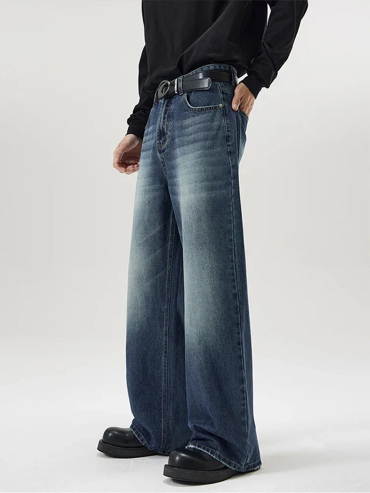 4 Colors Autumn Vintage Distressed Men's Baggy Straight Jeans Fashion