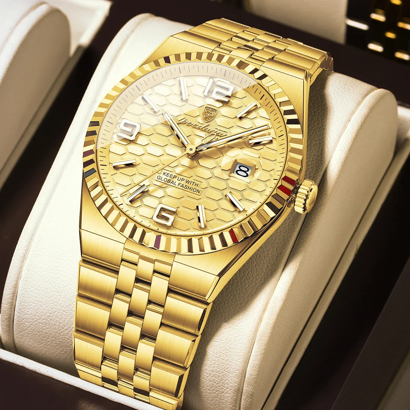 POEDAGAR High Quality Original Men Clock Waterproof Luminous Date Luxury Man Watch Stainless Steel Quartz Men's Watches Male+Box