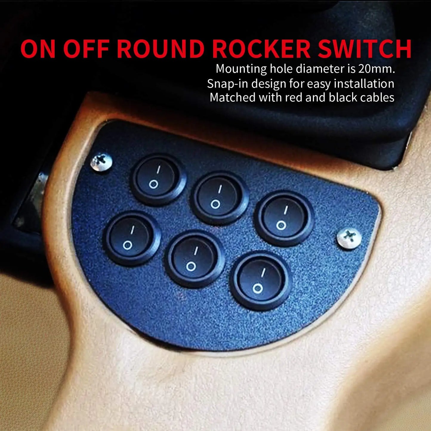 DaierTek 5PCS ON Off Round Rocker Switches SPST 20mm Mini 12 Volt DC