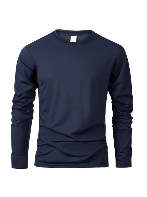 Spring Autumn Men‘s T-shirts Long Sleeve Casual Tops Solid Color High