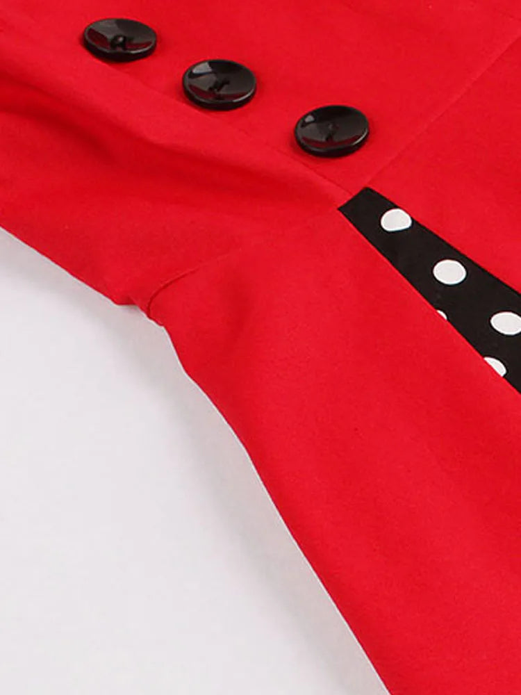S-5XL Women Robe Retro Vintage Dress 50s 60s Rockabilly Dot Swing Pin