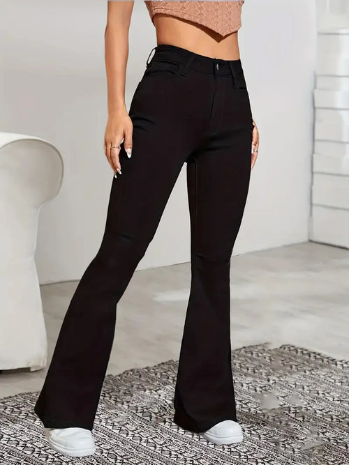Women Flare Stretch Moustache Jeans Fashion Skinny Bell Bottom High