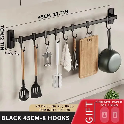 Wall Mounted Hooks Rack Kitchen Organizer Utensils Knife Holder
