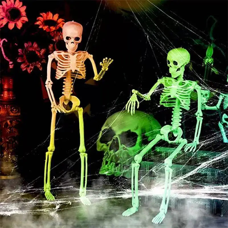 90cm Halloween Skeleton Decoration Human Shape Luminous Full Body Poseable Movable Skeleton Outdoor Haunted House Party DIY Prop