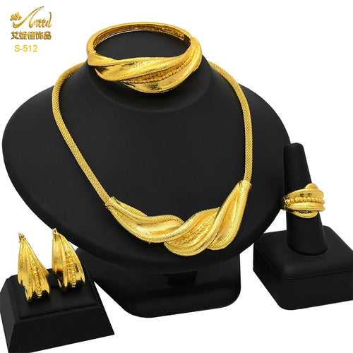 ANIID Dubai 24k Gold Plated Jewelry Set For Women Bridal Ethiopian